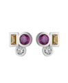 Boucles d'oreilles platine diamants, pierres prècieuses, Philippe Tournaire