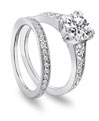 A. JAFFE Platinum and Diamond Wedding Rings Set