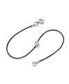 Bracelet platine sur cordon noir Capet