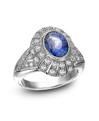 Fusaro Platinum and Sapphire and Diamond Cocktail Ring