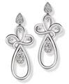 An elegant and contemporary pair of platinum earrings with a matching pendant. Code is PTKE33