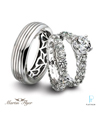 Martin Flyer Platinum Diamond Wedding Rings Set