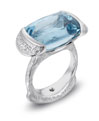 Michael Endlich Platinum, Aquamarine, and Diamond Fashion Ring