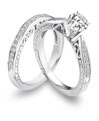 Novell Design Studio Platinum and Diamond Wedding Rings Set