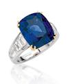 Anello in platino, diamanti e zaffiro Picchiotti