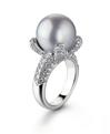 Anello platino, diamanti e perla australiana Monile