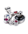 Pendentif platine, diamants, pierre de lune, saphir noir, rubellite, Philippe Tournaire