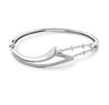 A cosmopolitan platinum bracelet with micro prong set diamonds in dual finish. Code is PTS59