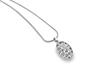 A beautiful oval platinum pendant with laser cut hearts and channel set diamonds. Code is PTF81