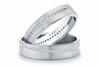 Platinum love bands in matt finish and channel set diamonds reflect your day of love. Code is PTK5-6