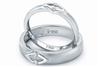 A stylish set of platinum love bands in matt finish and flush set diamonds.Code is PTU64-65